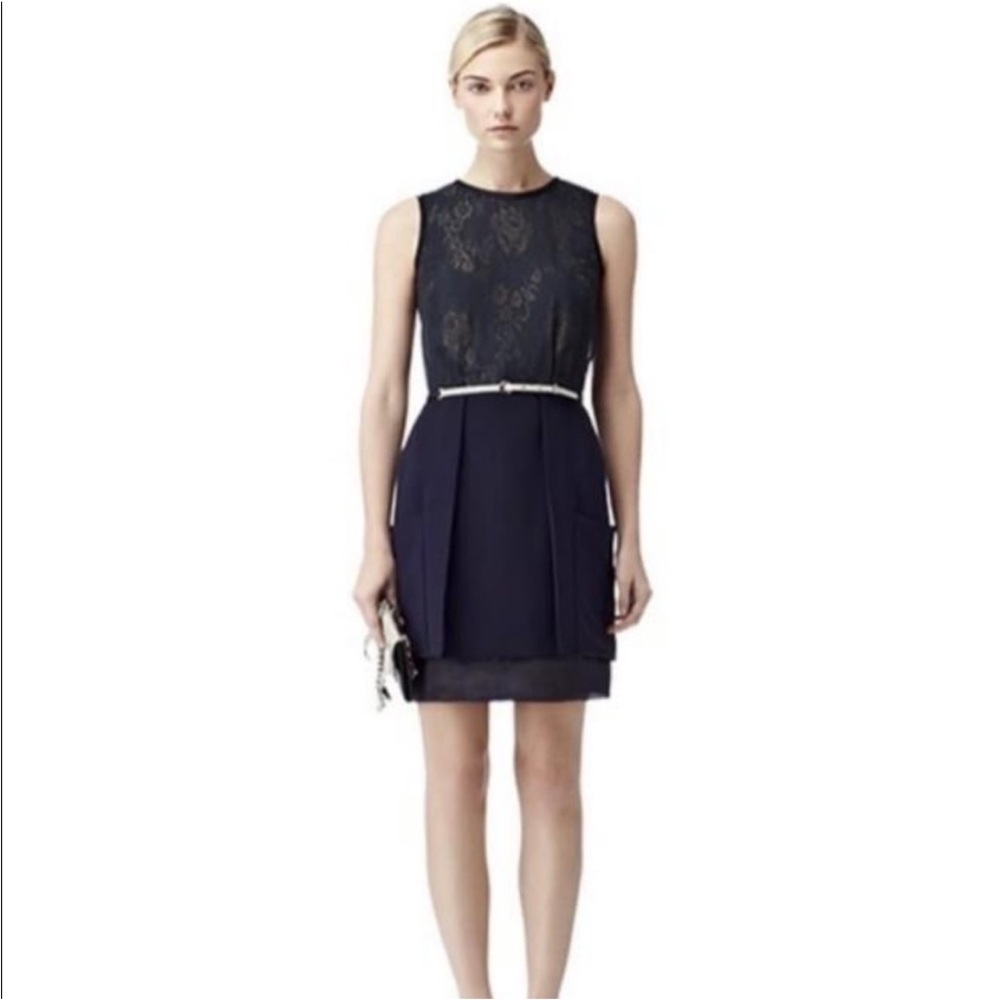 Reiss Ellen blue lace mix dress